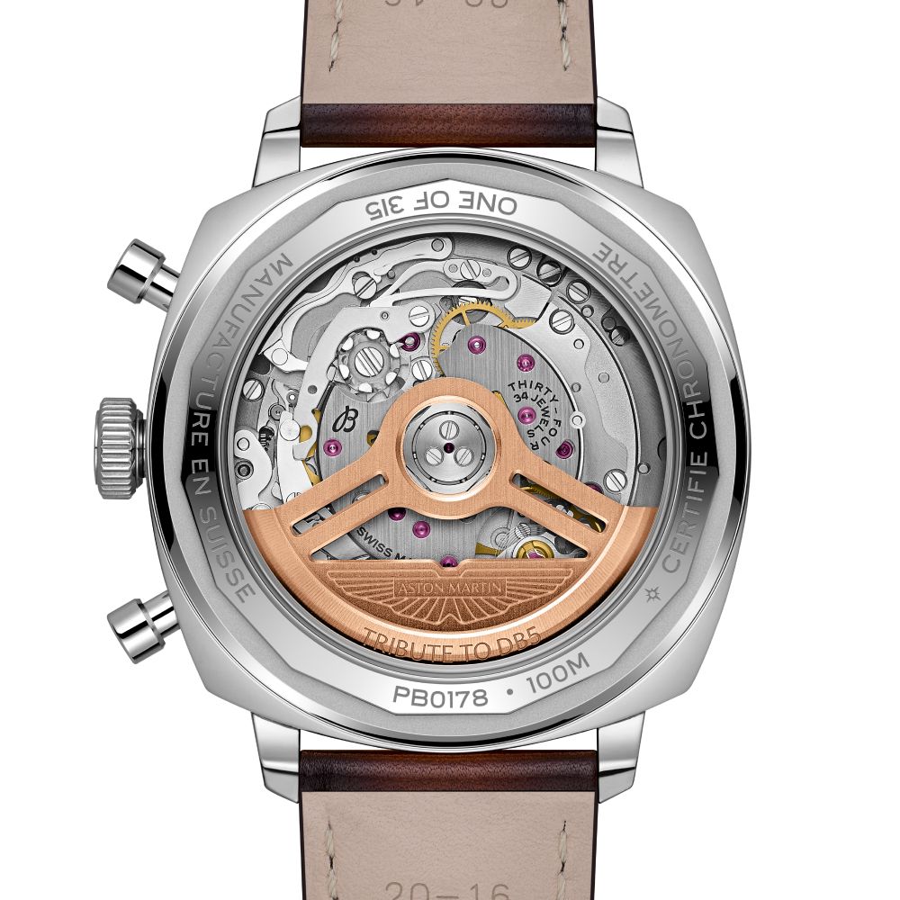 Rear view of the Breitling Top Time DB5 Steel & Platinum Edition.