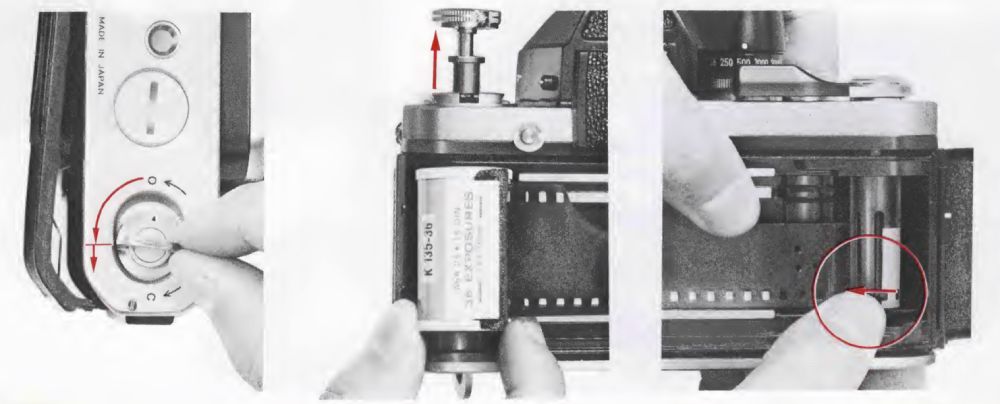 Diagram of how to load film in the Nikon F2.