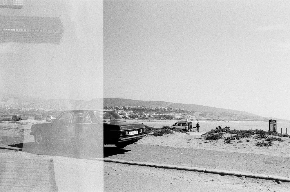 Split frame of classic mercedes in Morocco.